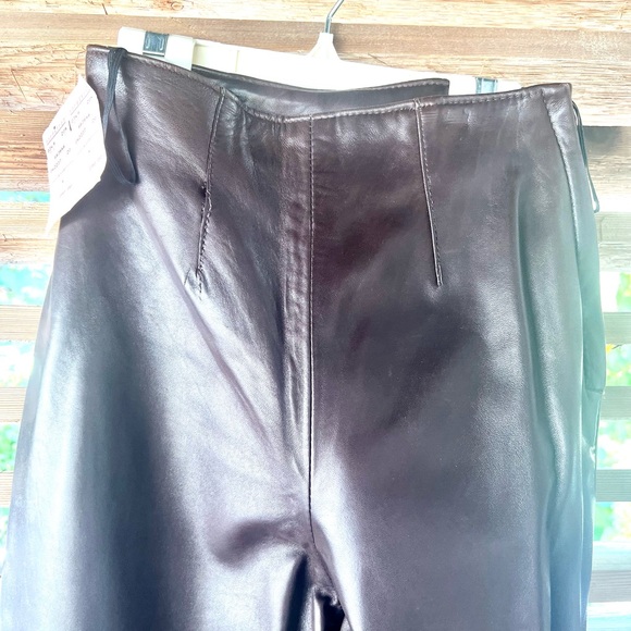 VAKKO Lambskin $390 Leggings Slacks Skinny Pants Trousers Leather Straight Leg - Picture 4 of 10